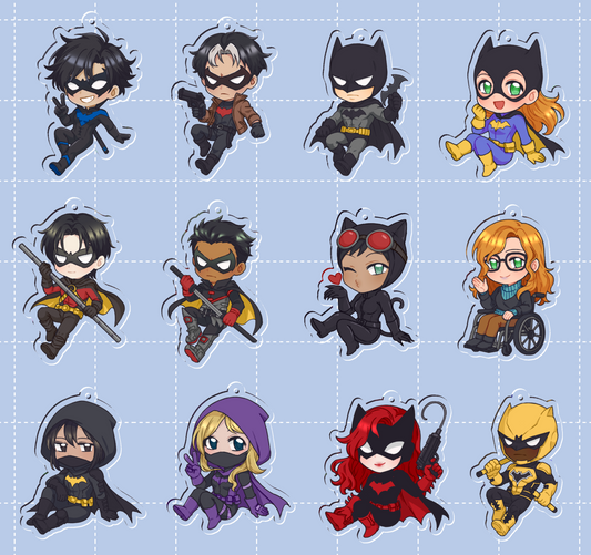 Batfam 6cm Acrylic Charms